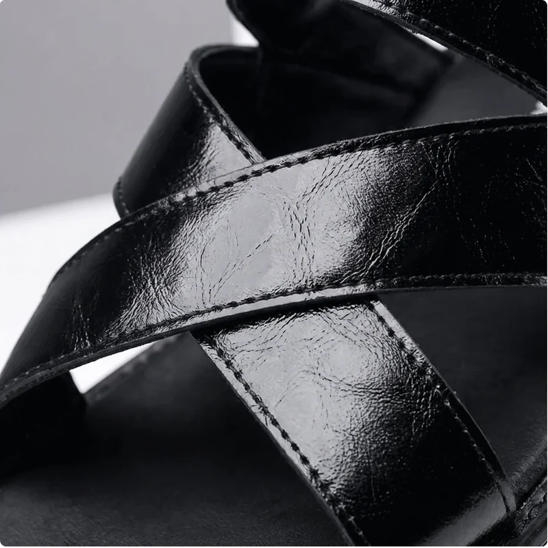 Jesrel | Elegante Herren-Ledersandalen mit Kreuzriemen