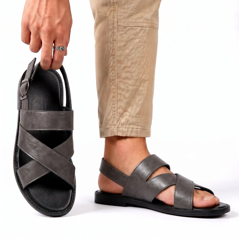 Jesrel | Elegante Herren-Ledersandalen mit Kreuzriemen