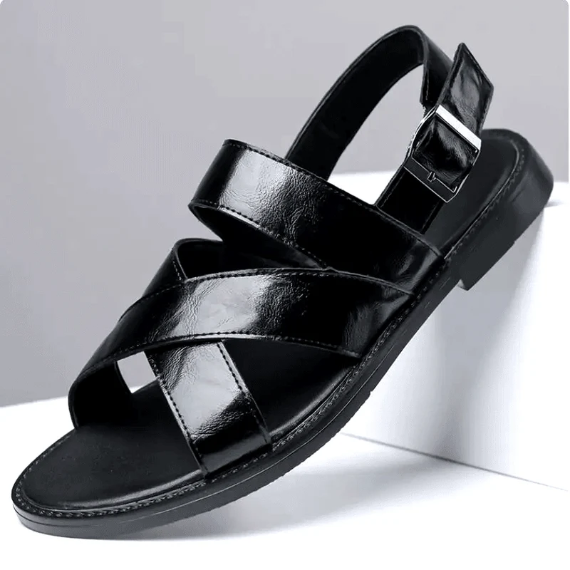Jesrel | Elegante Herren-Ledersandalen mit Kreuzriemen