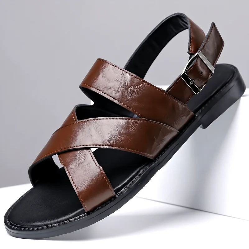 Jesrel | Elegante Herren-Ledersandalen mit Kreuzriemen