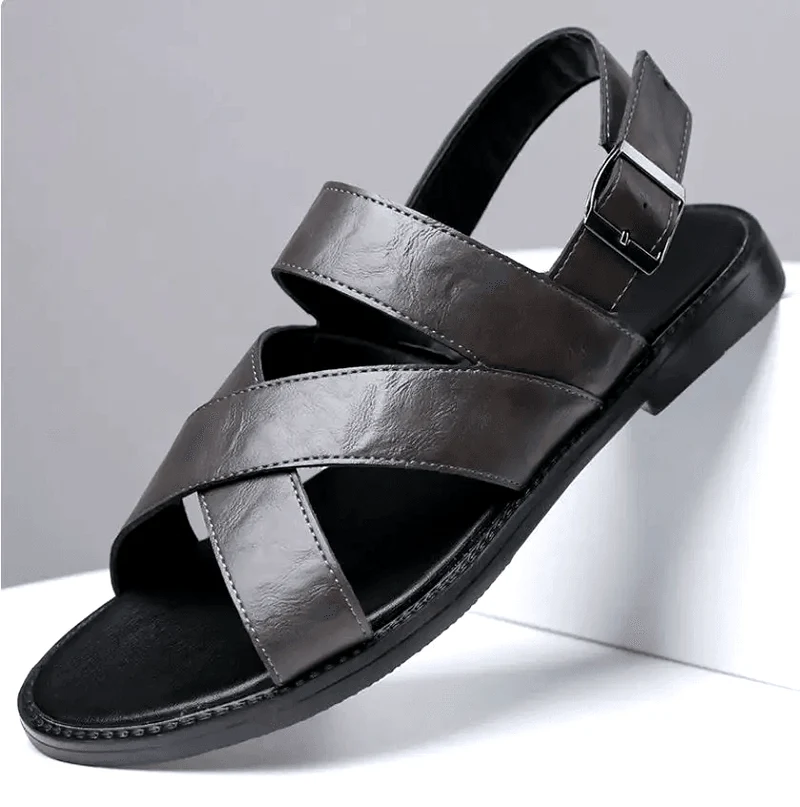 Jesrel | Elegante Herren-Ledersandalen mit Kreuzriemen