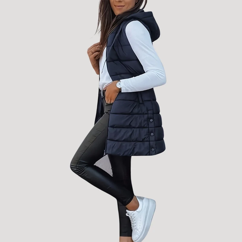 Martina | Winter Steppweste für Damen mit Kapuze