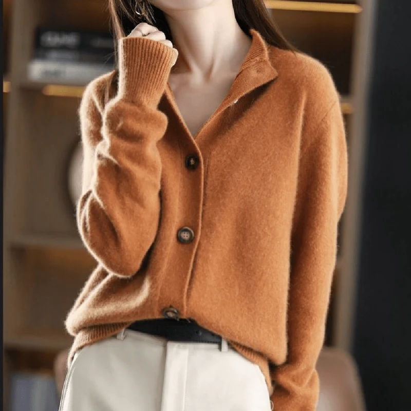Eva | Damen Lässige Strickjacke mit langen Ärmeln