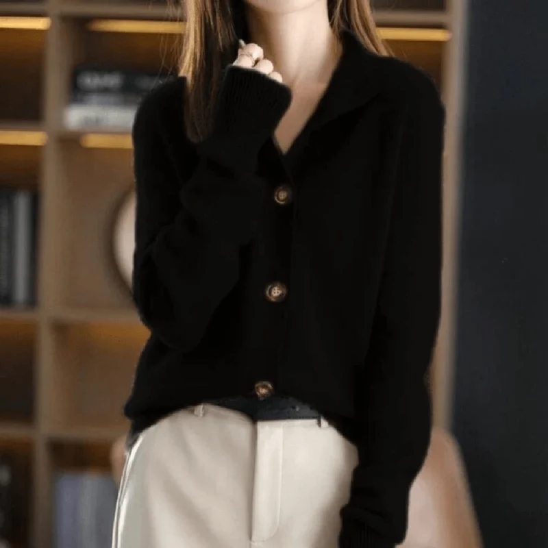 Eva | Damen Lässige Strickjacke mit langen Ärmeln