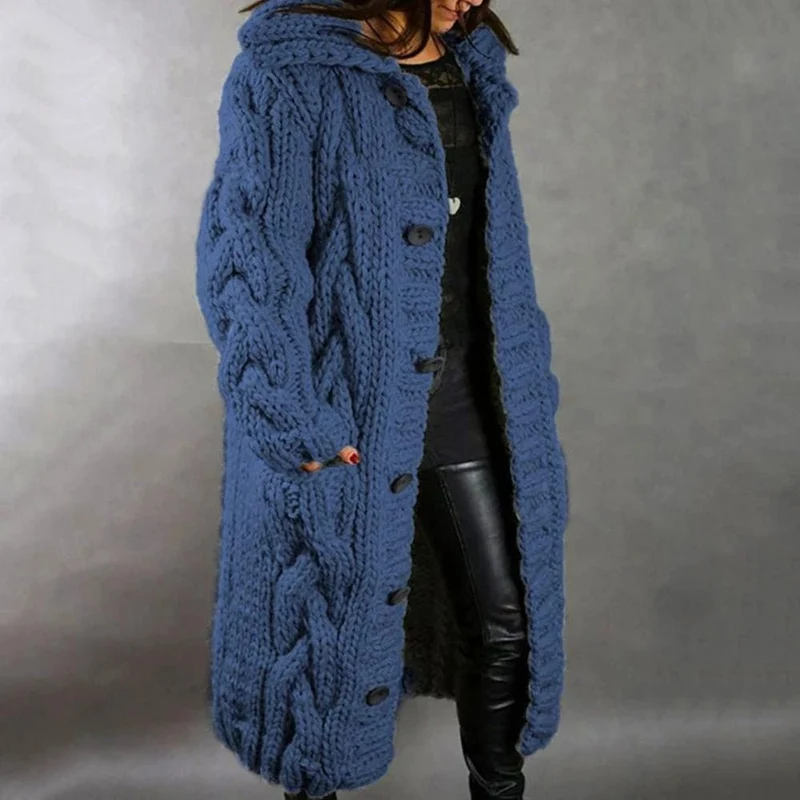 Edith | Damen Warmer Langer Strickcardigan für den Winter