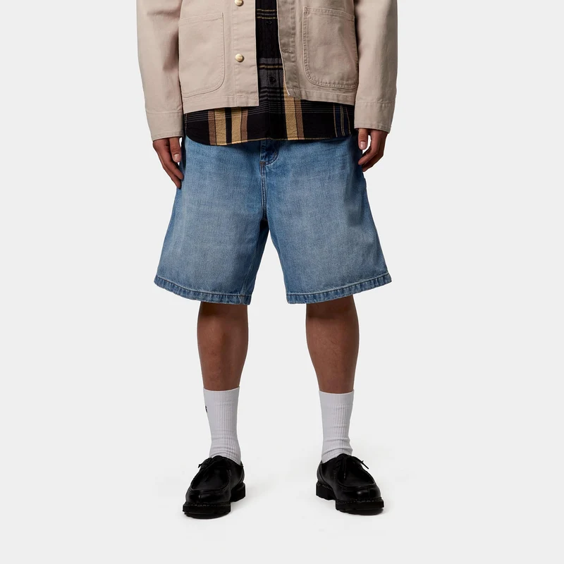 Carhartt WIP Herren OG Single Knee Camano Denim-Shorts | Blue Burst Washed