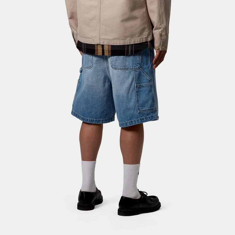 Carhartt WIP Herren OG Single Knee Camano Denim-Shorts | Blue Burst Washed