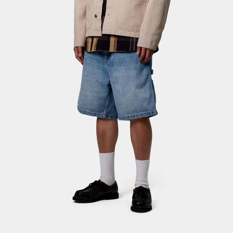Carhartt WIP Herren OG Single Knee Camano Denim-Shorts | Blue Burst Washed