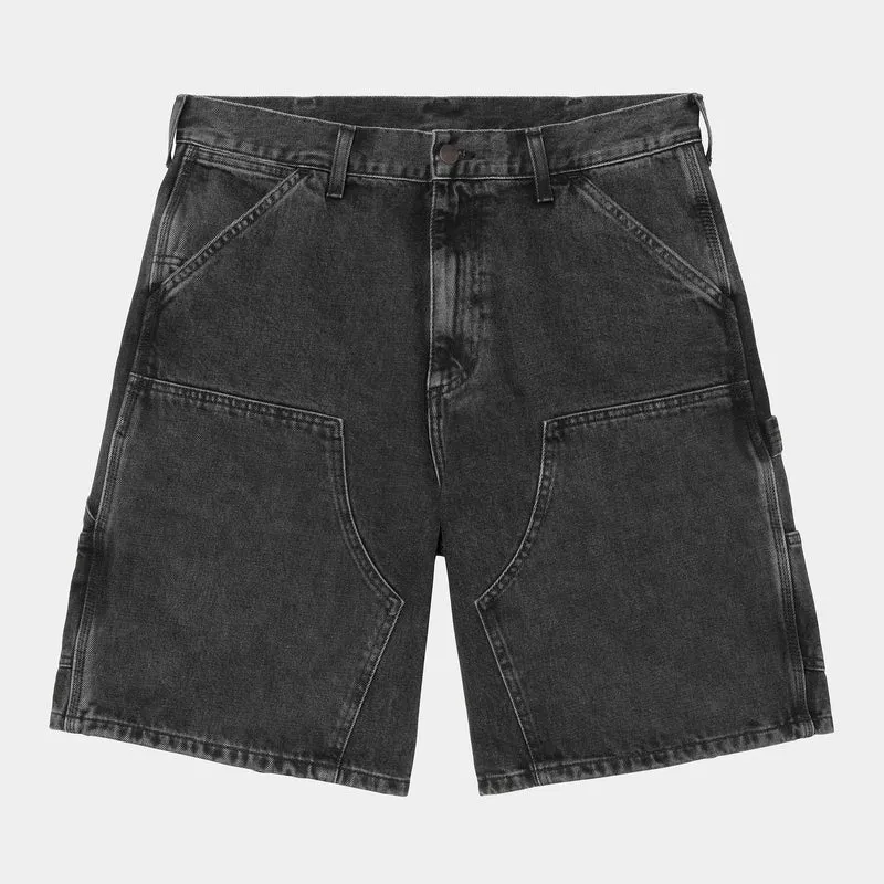 Carhartt WIP Herren Double Knee Smith Denim-Shorts | Schwarz Stone Washed