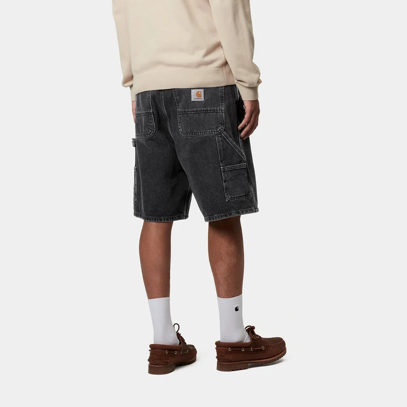 Carhartt WIP Herren Double Knee Smith Denim-Shorts | Schwarz Stone Washed