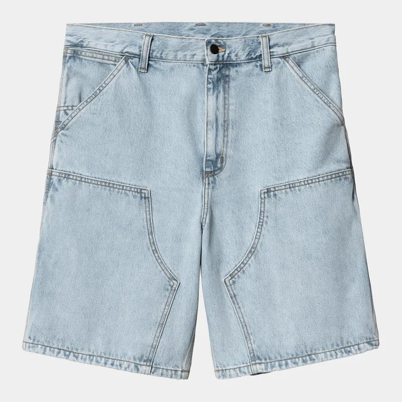 Carhartt WIP Herren Double Knee Smith Denim-Shorts | Blau, Heavy Stone Bleached
