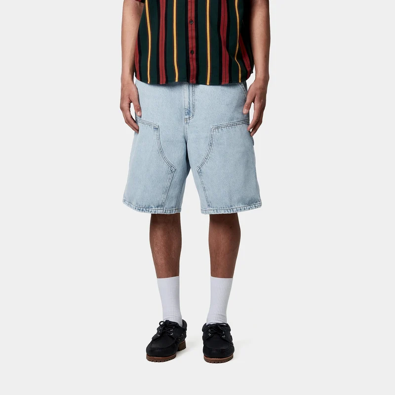 Carhartt WIP Herren Double Knee Smith Denim-Shorts | Blau, Heavy Stone Bleached
