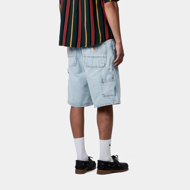 Carhartt WIP Herren Double Knee Smith Denim-Shorts | Blau, Heavy Stone Bleached
