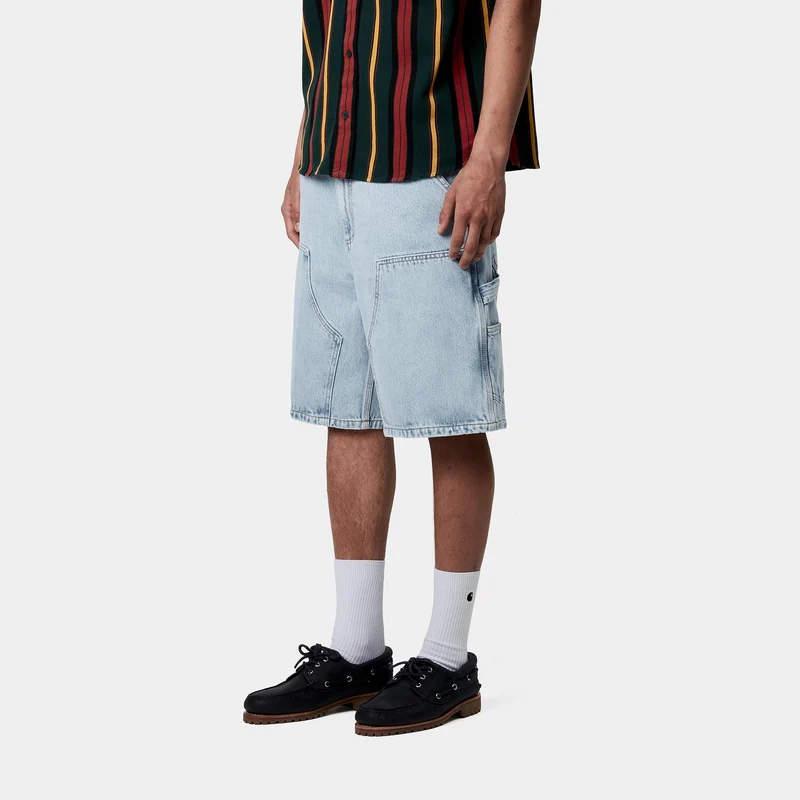 Carhartt WIP Herren Double Knee Smith Denim-Shorts | Blau, Heavy Stone Bleached