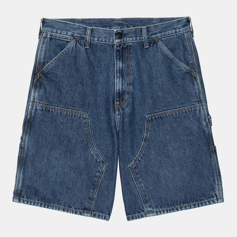 Carhartt WIP Herren Double Knee Smith Denim-Shorts | Blau Stone Washed