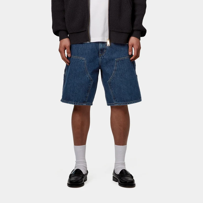 Carhartt WIP Herren Double Knee Smith Denim-Shorts | Blau Stone Washed