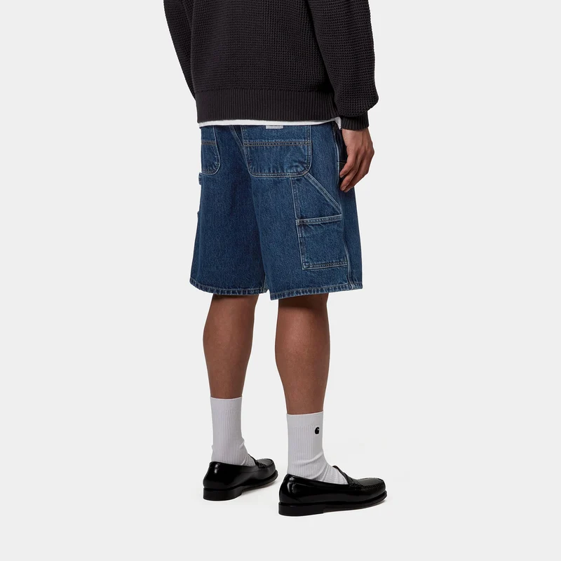 Carhartt WIP Herren Double Knee Smith Denim-Shorts | Blau Stone Washed