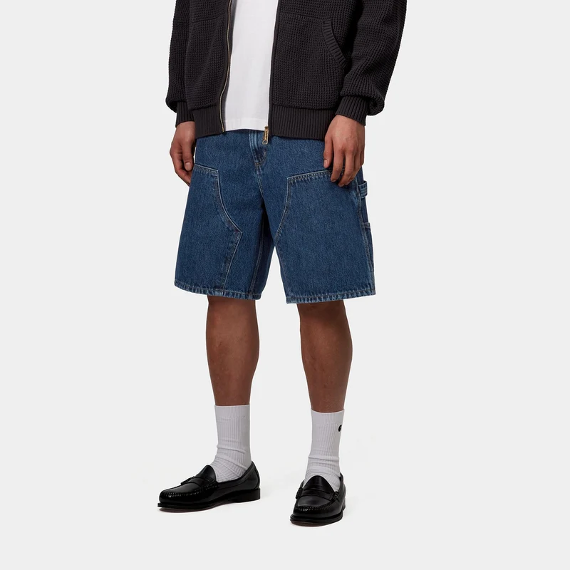 Carhartt WIP Herren Double Knee Smith Denim-Shorts | Blau Stone Washed