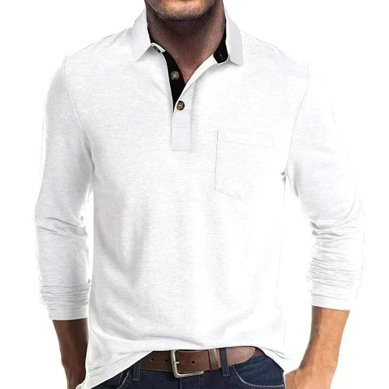 Sebastian | Herren Langarm-Poloshirt mit Brusttasche und Knopfleiste