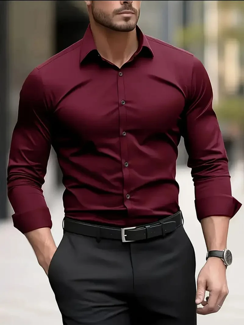 Julian | Herren Slim-Fit Knitterfreies Langarm Business-Hemd
