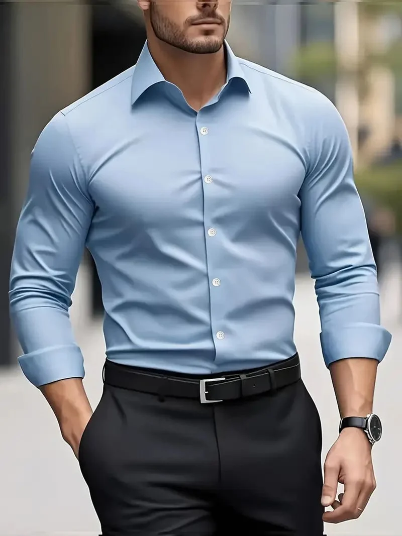 Julian | Herren Slim-Fit Knitterfreies Langarm Business-Hemd