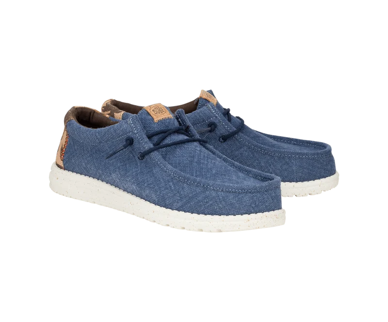 Hey Dude Wally Palm Jute-Mokassin für Herren | Marineblauer Blazer / Chilirot