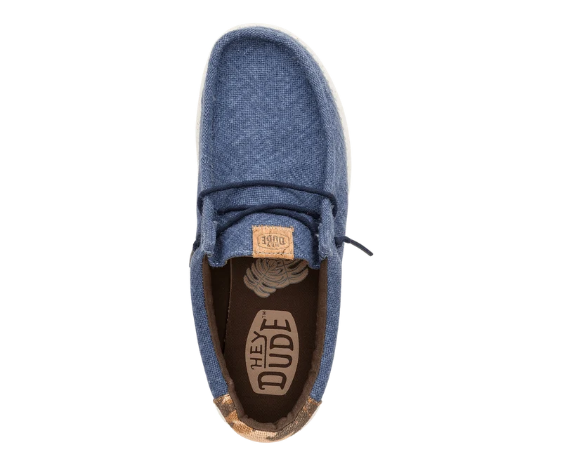 Hey Dude Wally Palm Jute-Mokassin für Herren | Marineblauer Blazer / Chilirot