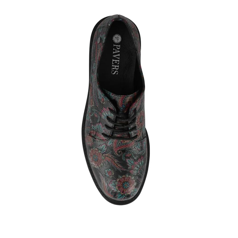 Lace-Up Block Heel Shoes - WOIL42011 / 327 898 - Black Paisley