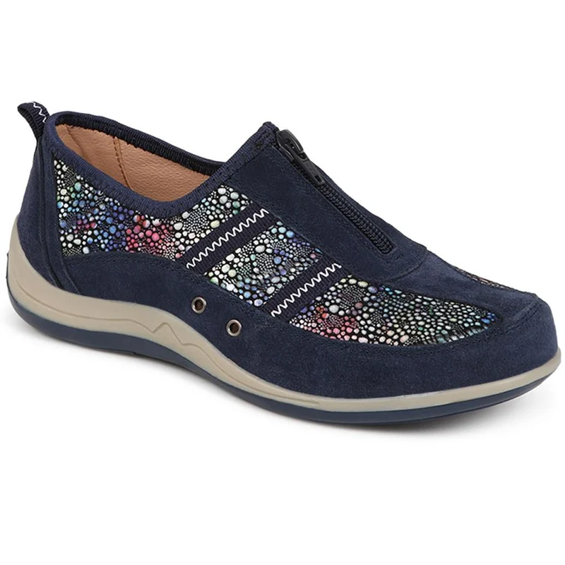 Wide Fit Leather Arch Support Trainers - BRK32001 / 318 638