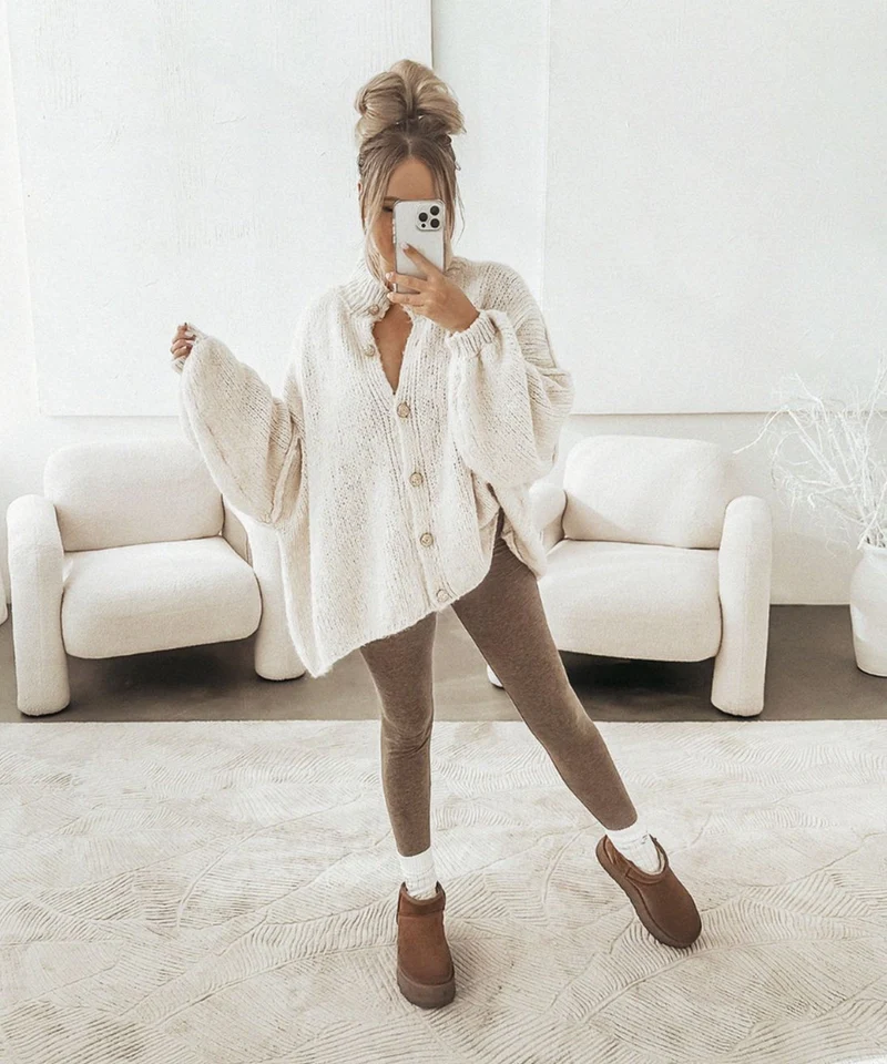 Damen Oversize Cardigan weich und warm für den Winter