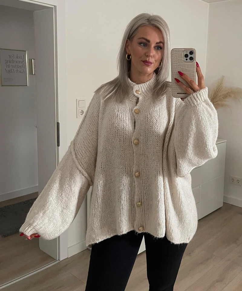 Damen Oversize Cardigan weich und warm für den Winter