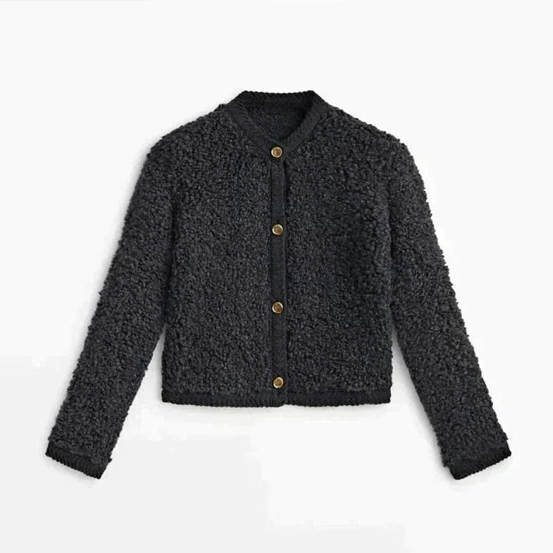 Damen Teddy Weste mit Knöpfen warm und kuschelig