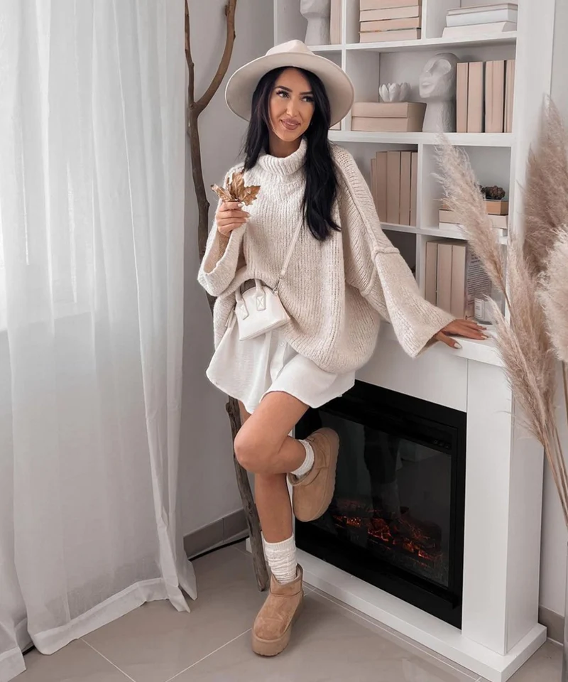 Damen Oversize Pullover weich und kuschelig