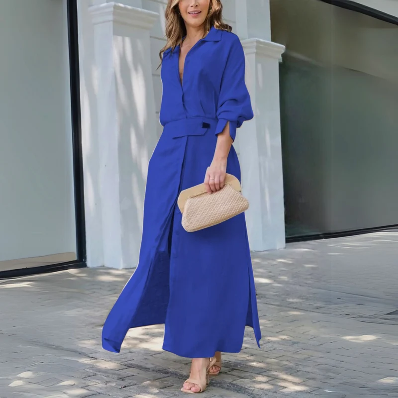 Damen Maxikleid mit V Ausschnitt