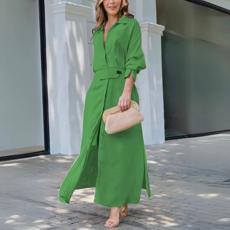 Damen Maxikleid mit V Ausschnitt