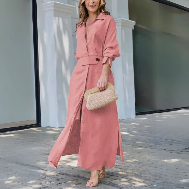 Damen Maxikleid mit V Ausschnitt