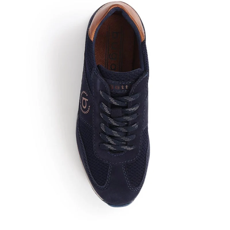 Leather Lace-Up Trainers - BUG40500 / 325 614 - Navy Suede