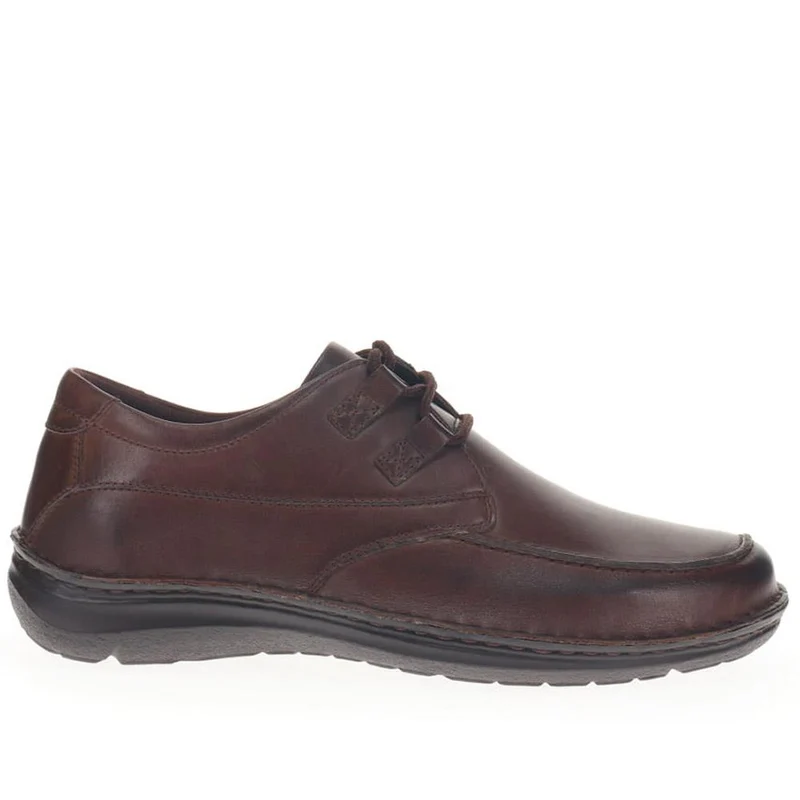 Wide Fit Leather Lace-Up Shoes - PARK40035 / 325 803 - Dark Brown