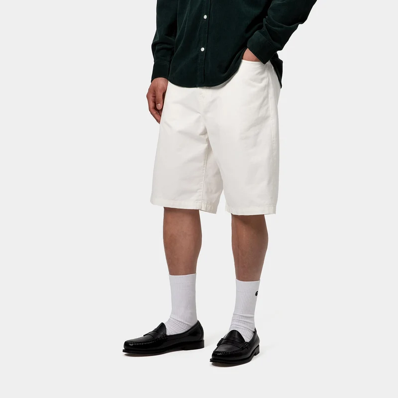 Carhartt WIP Herren Landon Newcomb Drill Short | Off White Rinsed