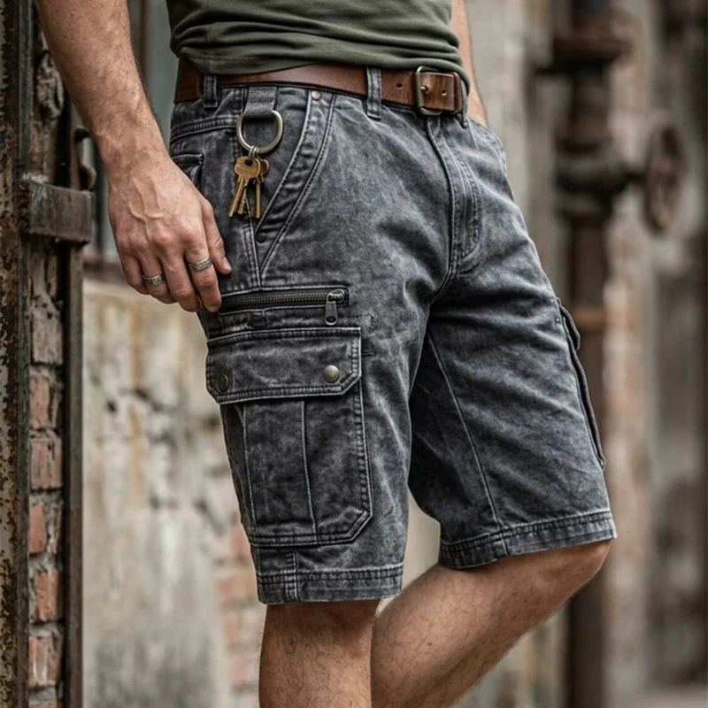 Golvios | Funktionale Denim-Cargoshorts mit mehreren Taschen