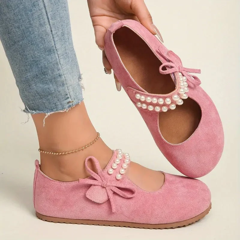 Bosalia | Mary-Jane-Ballerinas mit Perlenriemen