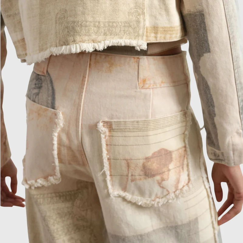 Tanja | Damen Vintage-Jeans mit Hoher Taille und Print