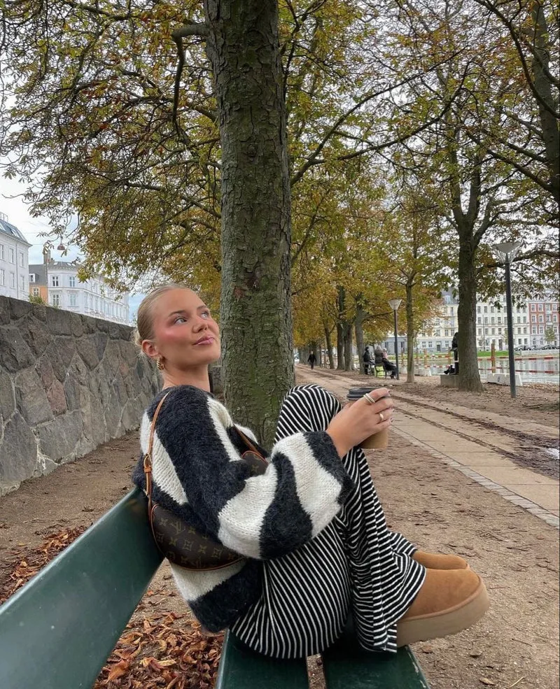 Daniela | Damen Frühlings-Gestreifte Relaxed-Hose