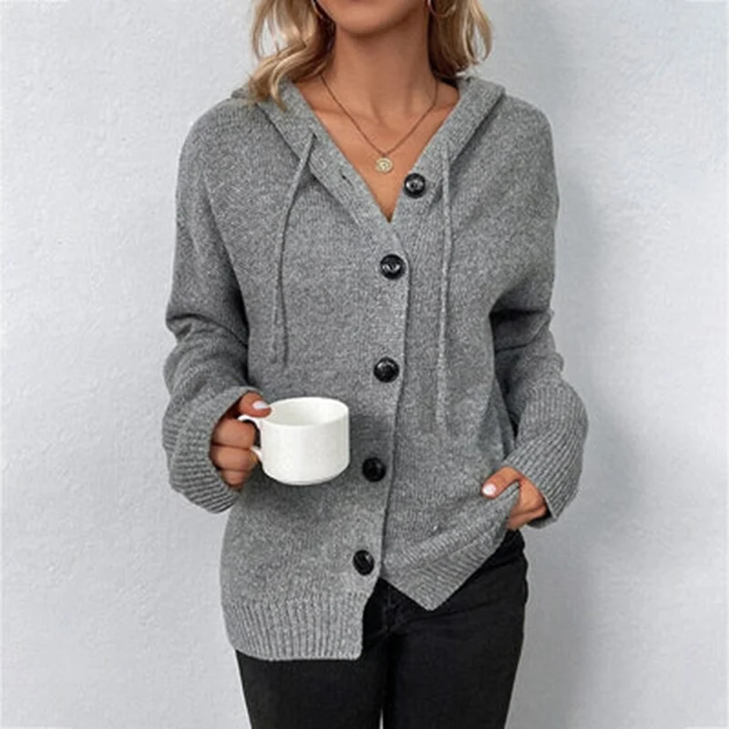 Gudrun | Damen Freizeit-Strickjacke mit Knopfleiste vorne