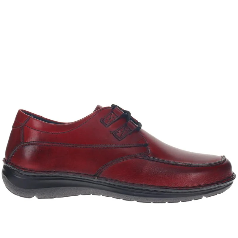 Wide Fit Leather Lace-Up Shoes - PARK40035 / 325 803 - Bordeaux