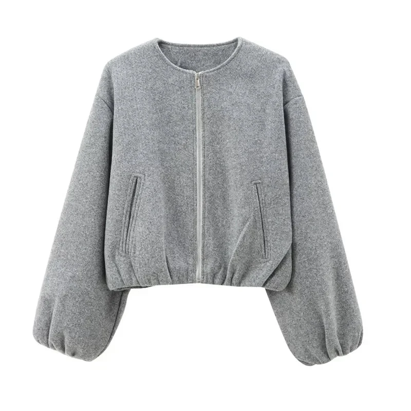 Angela | Damen Locker geschnittene Jacke mit Reißverschluss vorne