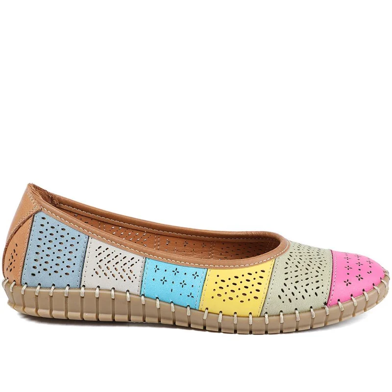 Bellissimo Leather Laser Cut Pumps - BELMET43008 / 329 220 - Multi