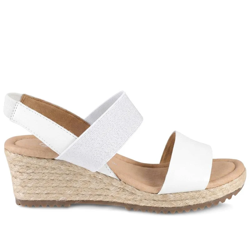 Gabor Wide Fit Leather Wedge Sandals - GABC44502 / 330 267 - White-Silver