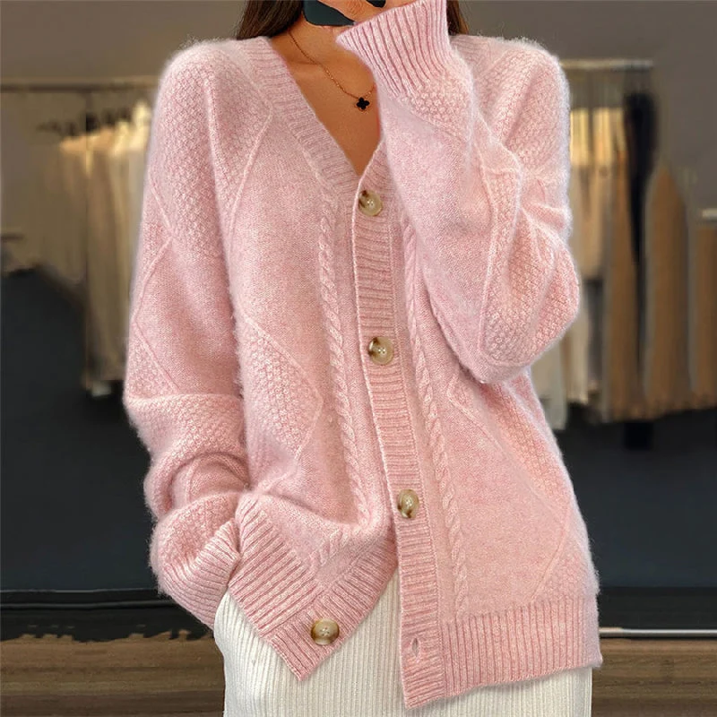 Claudia | Damen Gemütliche Strickjacke mit langen Ärmeln