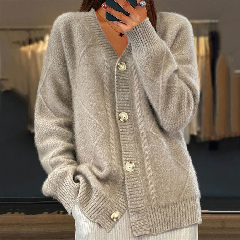 Claudia | Damen Gemütliche Strickjacke mit langen Ärmeln